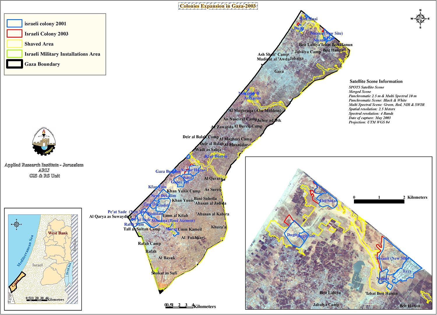 Colonies Expansion in Gaza-2003 Map
