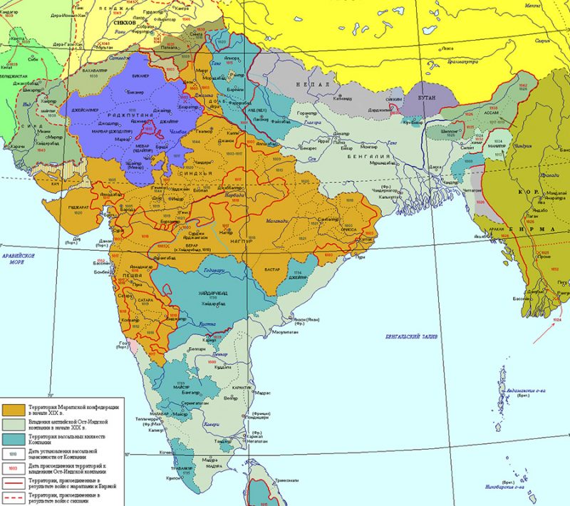 Карта индия китай и япония в 19 веке