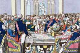 Участники Венского конгресса 1815 г. . Раскрашенная гравюра.